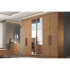 Guarda Roupa Casal 6 Portas (2 c/ Espelho) e 6 Gavetas Rizon/Linea Plus Cumaru - Novo Horizonte