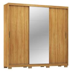 Guarda Roupa Dalila 3 Portas, 4 Gavetas, 3 Cabideiros Flex Cinamon Touch Com Espelho E Pés - Demóbile Cinamon Touch