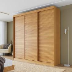 Guarda-roupa Casal 3 Portas de Correr Ripadas Samambaia CabeCasa Madei