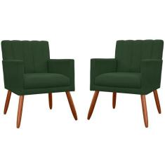 Kit 02 Poltronas Decorativa Cecília Suede Cores Variadas - DS Estofado