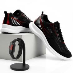 Kit Tênis Masculino Corrida Caminhada + Relógio Digital Esportivo Conf