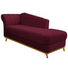 Recamier Vanessa 140cm Lado Direito Suede Bordô Doce Sonho