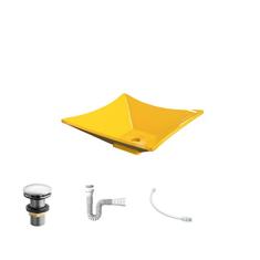 Kit Cuba L34 C/Válvula Click 1 1/2'' (4,0cm) + Sifão Pvc + Flexível Amarelo