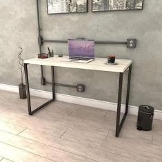 Mesa para Escritório Office Estilo Industrial 120cm Kuadra Compace Snow