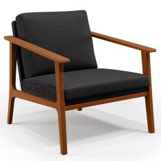 Poltrona Para Sala De Estar Petra B04 Linho Chumbo