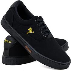 Tênis Masculino Polo Joy Casual Em Lona - Preto Preto - 35