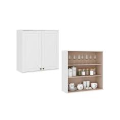 Armário Aéreo Para Cozinha Com 2 Portas e 3 Nichos 80 cm - Carraro Móv