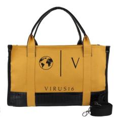 Bolsa Tote Bag Feminina Lona Com Alça Fixa e Tranversal Removível Fech