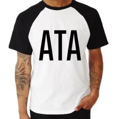 Camiseta Raglan ATA - Foca na Moda, Branco, Preto, G