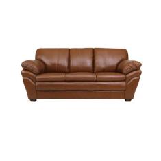 Sofá de Couro Gana 3 Lugares Conhaque com Brilho - Mempra Design