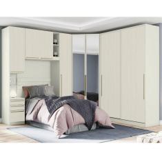 Quarto Solteiro Henn Seletto 5 Peças 8 Portas 3 Gavetas Areia