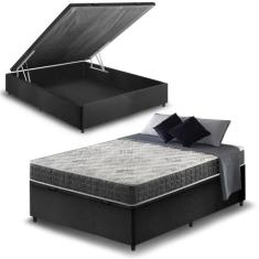 Cama Box com Baú Solteiro Preta + Colchão San Francisco Ortopédico Esp