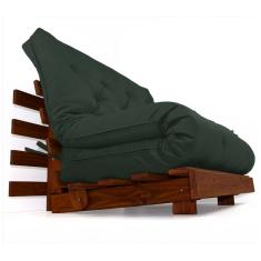 Sofá Cama Casal Futon Tokio Verde Militar Madeira Maciça Cor Imbuia