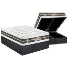 Cama Box Baú Queen: Colchão Molas Bonnel Castor Silver Star Air Double Face + Base Gray(158X198)