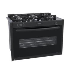 Fogao de Embutir 5 Bocas Venax Gaudi Prisma Vitreo Preto Gas Glp