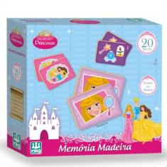 Jogo Da Memória Princesas Infantil 20 Peças Madeira 10 Pares Criativid