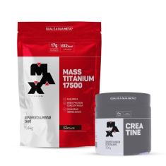 Combo Hipercalórico Mass 17500 Refil 1,4kg e Creatina 300g Max Titanium-Unissex