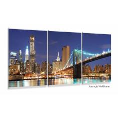 Quadro Paisagem De Nova York Vista Da Ponte Brooklyn 3 peças