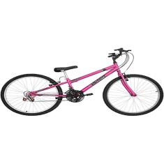 Bicicleta de Passeio Ultra Bikes Esporte Rebaixada Aro 26 Reforçada Freio V-Brake – 18 Marchas Feminina Rosa