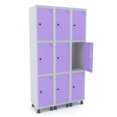 Guarda Volume Roupeiro 9 Portas Aço GRP 503/9 Pandin Móveis Cinza/Lilás