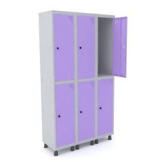 Guarda Volume Roupeiro 6 Portas Aço GRP 503/6 Pandin Móveis Cinza/Lilás