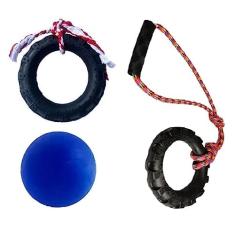 Kit de Brinquedos para Cães com Bola, Puxador e Pneu Bone GG