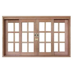 Janela de Correr Quadriculada Isabela Revestimentos 120cmx180cmx14cm Cedro Arana