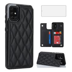 Asuwish Capa de telefone para Samsung Galaxy A51 5G/A 51 5G UW Verizon capa carteira com protetor de tela de vidro temperado e suporte de cartão de crédito RFID de couro acessórios para celular 51A G5