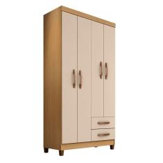 Guarda Roupa Solteiro 4 Portas E 2 Gavetas Monique Carvalho/off White - Pallazio