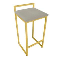 Banqueta Alta Lavínia Suede Base Dourado D'rossi Cor Marrom Rato - D'R