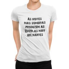 Camiseta ECF Feminina As Noites Mais Sombrias Manga Curta Branca Poliester