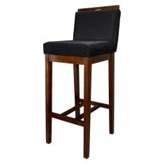 Banqueta Alta para Bancada de Cozinha Líbia Madeira Capuccino Suede Preto CCS