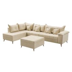 Sofá de Canto Cancun Linho Bege