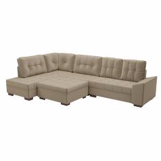 Sofá de Canto Leblon Veludo Capuccino