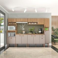 Cozinha Modulada Marti com Tampo 7 Peças Mel/Cinza