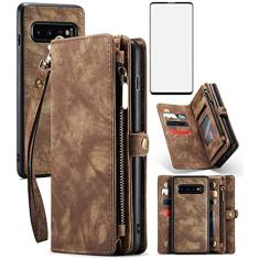 Asuwish Capa de celular para Samsung Galaxy S10 com zíper carteira destacável com protetor de tela de vidro temperado e suporte de cartão flip acessórios para celular Glaxay S 10 Edge Gaxaly 10S GS10