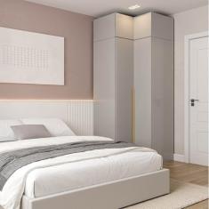 Guarda-roupa Modulado de Canto 2 Peças 4 Portas Jade Cabecasa Madeiramadeira Cinza Urbano