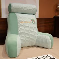 Travesseiro de leitura grande - encosto de leitura com travesseiro de pescoço, travesseiros de cama de espuma viscoelástica para sentar na cama com braços e bolsos, travesseiro de sofá para ler
