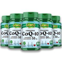 Kit 5 Coenzima CoQ-10 - 50 mg Unilife 60 Capsulas Veganas