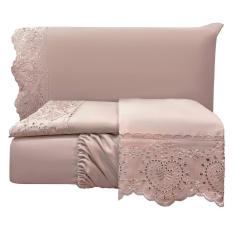 Jogo Lençol Casal Passione Bordado Inglês 4 pç Rosé