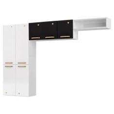 Cozinha Compacta Em L Diamante Smart Com 7 Portas 818409 Branco Com Preto