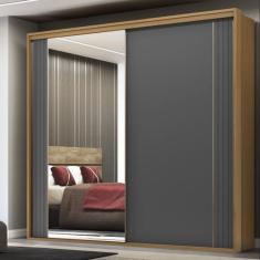Guarda Roupa Casal 2 Portas MDF Ripado com Espelho Imperium Belmax, Fr
