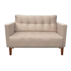 Sofá Retrô Namoradeira 2L Livia Suede Bege - DROSSI