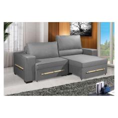 Sofá Retrátil e Reclinável 2.30m ESTILO ESTOFADOS - CHAYENE com SoftGel D33 Linho "Cinza"