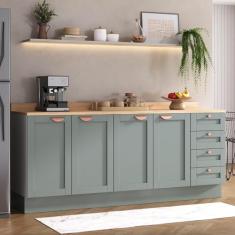 Cozinha Modulada 2 Peças com Tampo 2 Balcões Arizona Cabecasa Madeiramadeira Menta