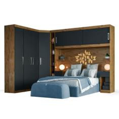 Guarda Roupas Modulado de Casal 1,38 com Cabeceira Genova Plus 6 Porta