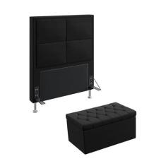 Kit Cabeceira Estofada Decorativa Maia 90 Para Cama de Solteiro e Calç