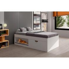 Cama Box Solteiro com Sapateira 88cm Laura Yescasa Branco