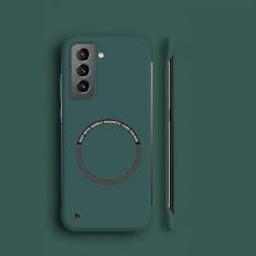 Capa de telefone magnética sem moldura de PC rígido para Samsung Galaxy S23 S22 S21 S20 FE S10 NOTA 20 Ultra 10 Plus Capa fina fosca, verde escuro, para s23 ultra