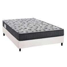 Cama Box Viúva: Colchão Espuma Ortobom D33/EP Fort Tech ISO 100 + Base CRC Courano White(128x188)